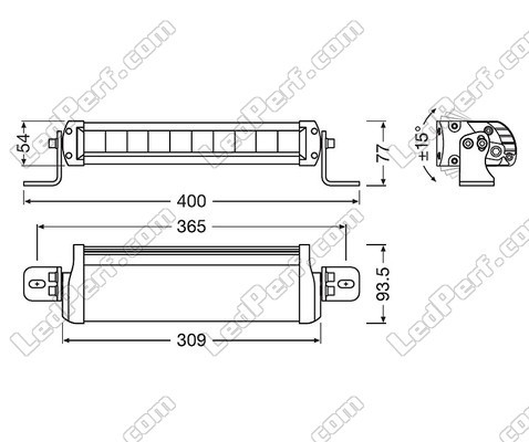 Esquema de las Dimensiones de la barra de led Osram LEDriving® LIGHTBAR FX250-SP