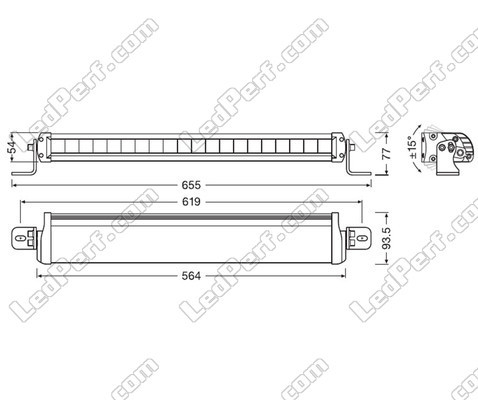 Esquema de las Dimensiones de la barra de led Osram LEDriving® LIGHTBAR FX500-SP