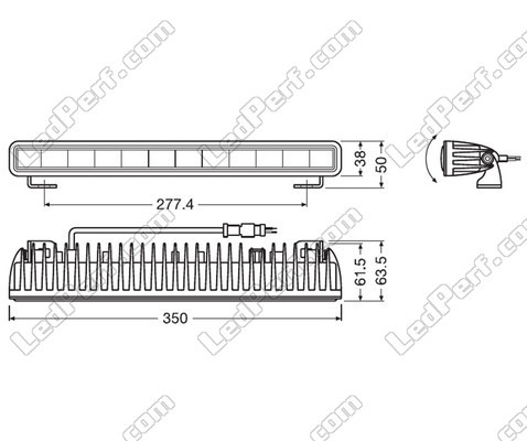Esquema de las Dimensiones de la barra de led Osram LEDriving® LIGHTBAR SX300-CB