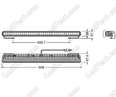 Esquema de las Dimensiones de la barra de led Osram LEDriving® LIGHTBAR SX500-SP