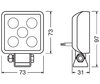 Esquema de las Dimensiones faros de trabajo de led Osram LEDriving® CUBE VX70-WD
