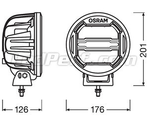 Esquema de las Dimensiones de la luz adicional de led Osram LEDriving® ROUND MX180-CB