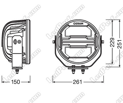 Primer plano de la luz adicional de led Osram LEDriving® ROUND MX260-CB apagada