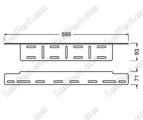Dimensiones del soporte Osram LEDriving® LICENSE PLATE BRACKET AX para barra de led y luces de trabajo de led