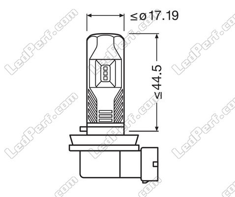 Conjunto de los Dimensiones del bombilla led H11 Osram LEDriving Standard para Antinieblas