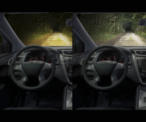 Comparación antes y después de la instalación de las Osram H4 LED XTR, vista del interior del vehículo