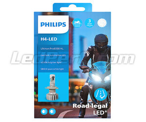 Empaque de la bombilla de moto H4 LED Philips ULTINON Pro6000 homologada - 11342U6000X1
