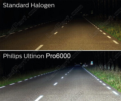 Comparativa bombillas de LED H4 Philips ULTINON Pro6000 versus bombillas halógenas de origen