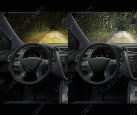 Comparación antes y después de la instalación de las Osram H7 LED XTR, vista del interior del vehículo