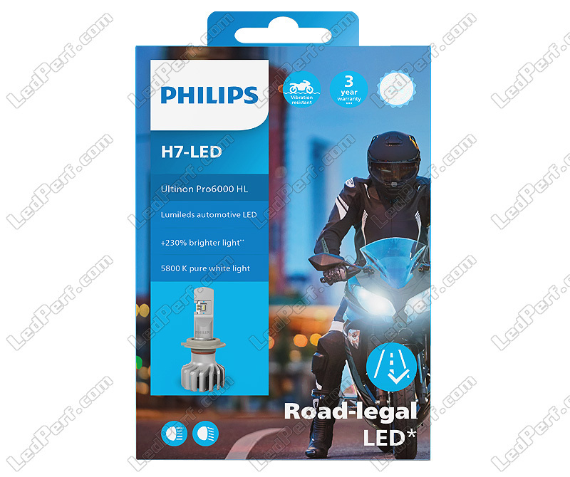 Bombilla de moto H7 LED Homologada - Philips Ultinon Pro6000 +230%
