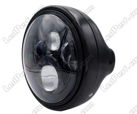 Faro redondo de moto negro satinado para óptica Full LED de 7''