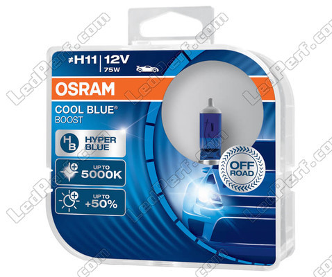 Bombillas H11 Osram Cool Blue Boost 5000K efecto xenón ref : 62210CBB-HCB en un envase de 2 bombillas