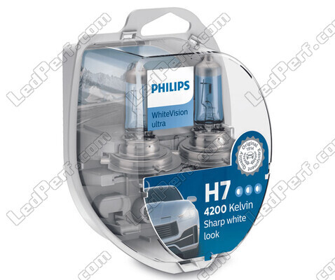 Pack de 2 lámparas H7 Philips WhiteVision ULTRA + Luz de posición - 12972WVUSM