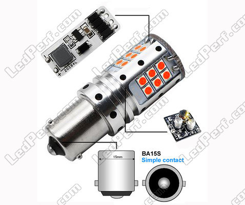 Bombilla LED P21W Naranja sin error ODB LEDs R5W PY21W P21 5W BA15S<br />
 Casquillo P21W BAU15S