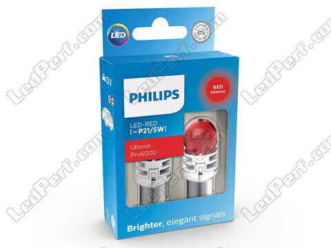 2x bombillas LED Philips P21/5W Ultinon PRO6000 - Rojo - 11499RU60X2