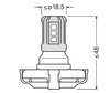 Dimensiones bombilla LED Osram LEDriving SL de alto brillo PS19W para luces de circulación diurna - 5201DWP