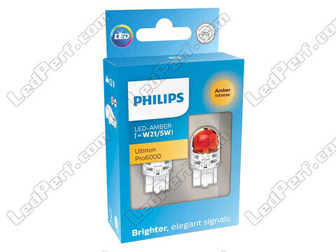 2x bombillas LED Philips WY21/5W Ultinon PRO6000 - Naranja - T20 - 11066AU60X2