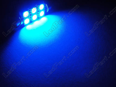 LED tipo festoon Plafón, Maletero, guantera, placa de matrícula azul 39 mm - C5W