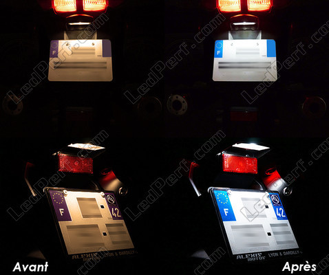 LED placa de matrícula antes y después Aprilia Leonardo 250 Tuning
