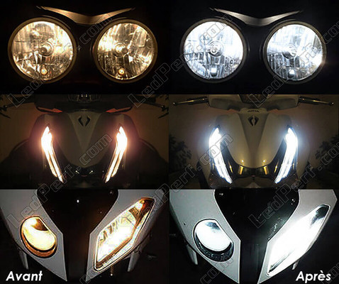 LED luces de posición blanco xenón Aprilia Rally 50 Air antes y después