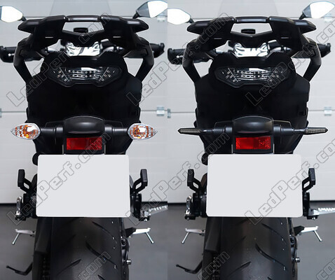 Comparativa antes y después de la instalación Intermitentes LED dinámicos + luces de freno para BMW Motorrad R 1200 R (2006 - 2010)