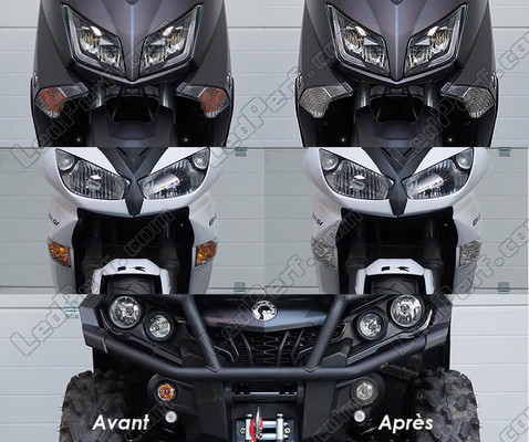 LED Intermitentes delanteros Moto-Guzzi Quota 1100 antes y después