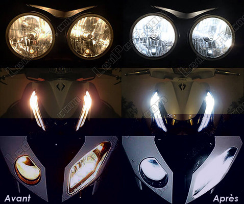 LED luces de posición blanco xenón Suzuki GSX-F 650 antes y después