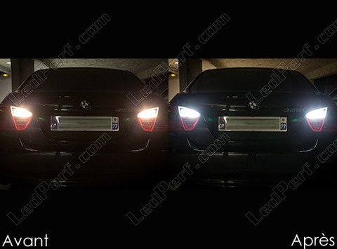 LED luces de marcha atrás BMW Serie 3 (E90 E91) antes y después