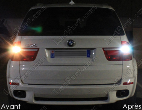 LED luces de marcha atrás BMW X5 (E70) antes y después