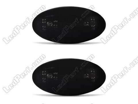 Vista frontal de los intermitentes laterales dinámicos de LED para Citroen Xsara Picasso - Color negro ahumado