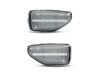 Vista frontal de los intermitentes laterales secuenciales de LED para Dacia Sandero 2 - Color transparente