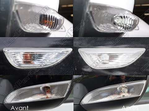 LED Repetidores laterales Dacia Sandero 3 antes y después