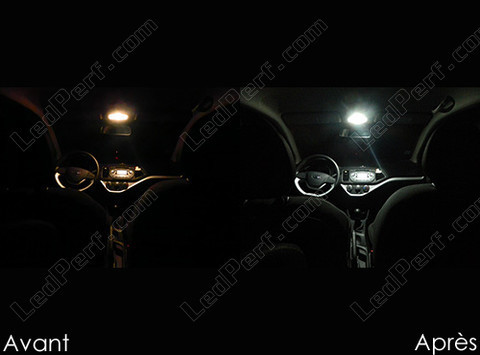 LED Plafón delantero Kia Picanto 2 antes y después