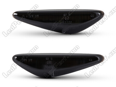 Vista frontal de los intermitentes laterales dinámicos de LED para Mazda 5 phase 2 - Color negro ahumado