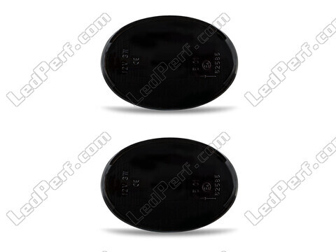Vista frontal de los intermitentes laterales dinámicos de LED para Mini Clubman (R55) - Color negro ahumado