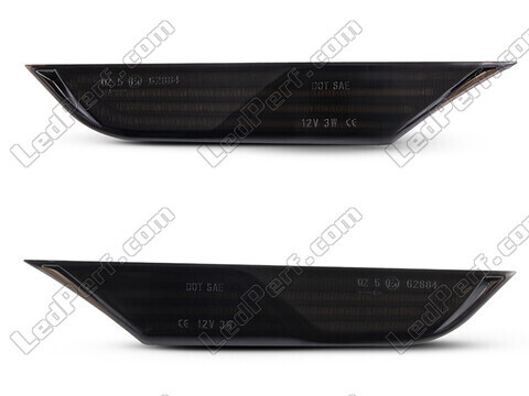 Vista frontal de los intermitentes laterales dinámicos de LED para Nissan GTR R35 - Color negro ahumado