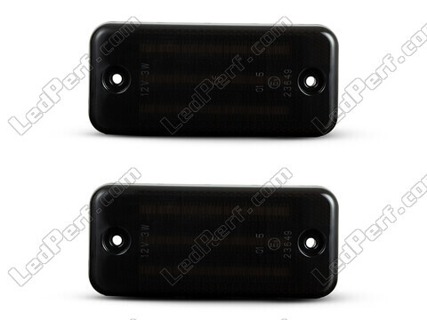 Vista frontal de los intermitentes laterales dinámicos de LED para Peugeot Boxer II - Color negro ahumado