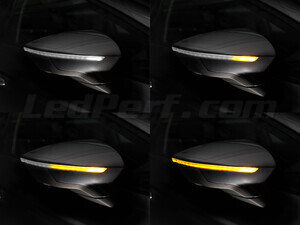 Diferentes etapas del desplazamiento de la luz de los intermitentes dinámicos Osram LEDriving® para retrovisores de Seat Leon 3 (5F)