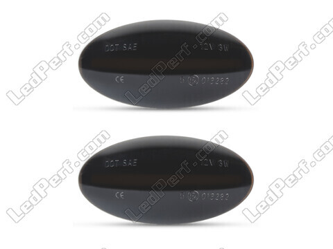 Vista frontal de los intermitentes laterales dinámicos de LED para Suzuki Jimny - Color negro ahumado