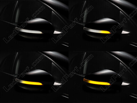 Diferentes etapas del desplazamiento de la luz de los intermitentes dinámicos Osram LEDriving® para retrovisores de Volkswagen Golf 6