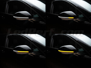 Diferentes etapas del desplazamiento de la luz de los intermitentes dinámicos Osram LEDriving® para retrovisores de Volkswagen Golf 7