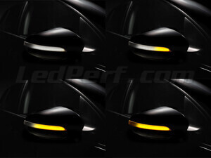Diferentes etapas del desplazamiento de la luz de los intermitentes dinámicos Osram LEDriving® para retrovisores de Volkswagen Touran V3