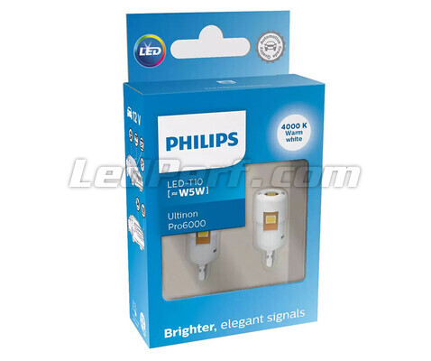 2 x Bombillas de LED Philips T10 W5W Ultinon PRO6000 12V - Blanco